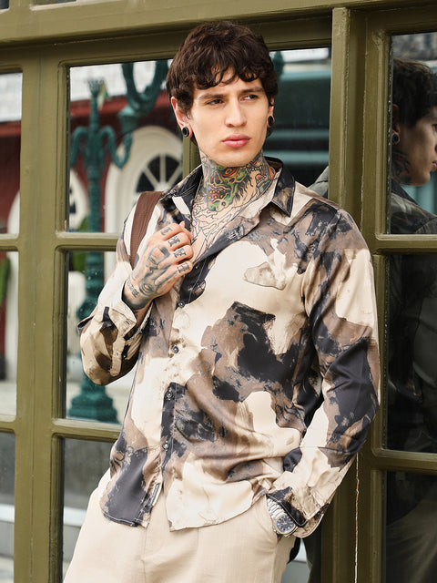 CTRL CLUB Abstract-Smear Imprint Shirt