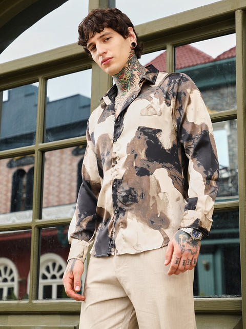 CTRL CLUB Abstract-Smear Imprint Shirt