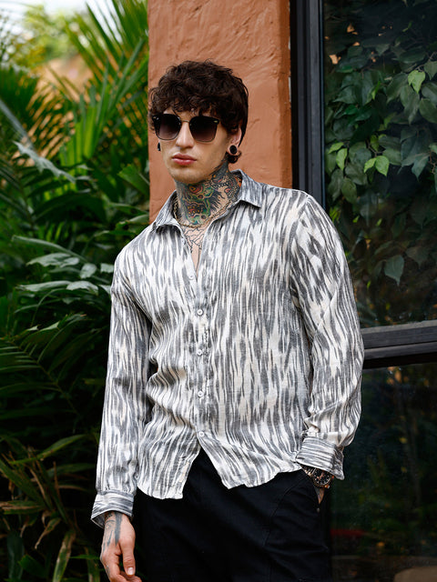 Hookd Contrast-Brush Imprint Shirt