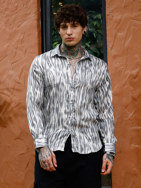Hookd Contrast-Brush Imprint Shirt
