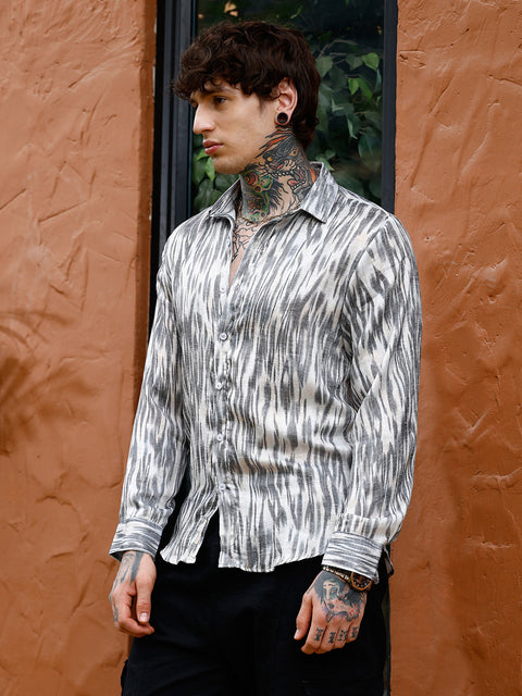 Hookd Contrast-Brush Imprint Shirt