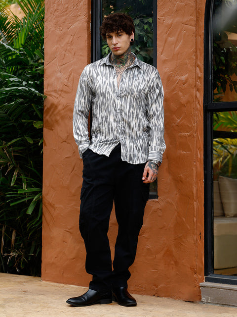 Hookd Contrast-Brush Imprint Shirt