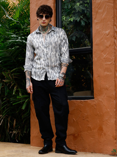 Hookd Contrast-Brush Imprint Shirt
