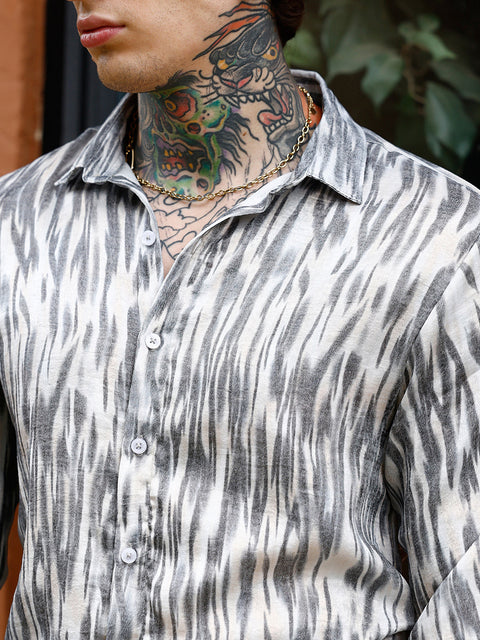 Hookd Contrast-Brush Imprint Shirt