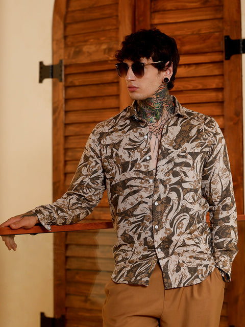 Hookd Floral-Block Imprint Shirt