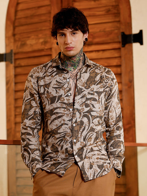 Hookd Floral-Block Imprint Shirt