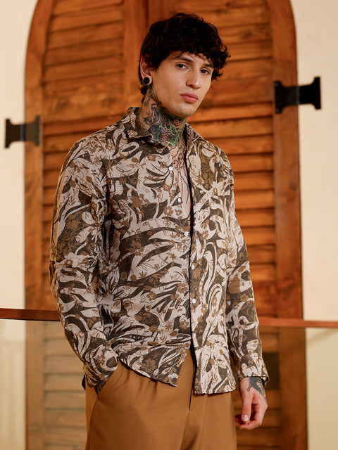 Hookd Floral-Block Imprint Shirt