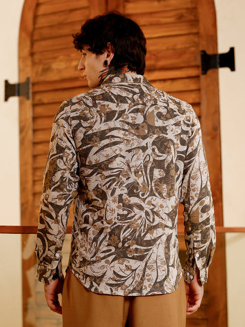 Hookd Floral-Block Imprint Shirt