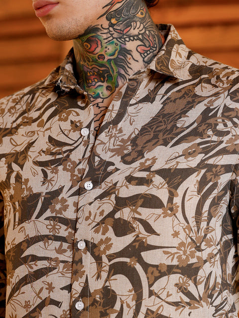 Hookd Floral-Block Imprint Shirt