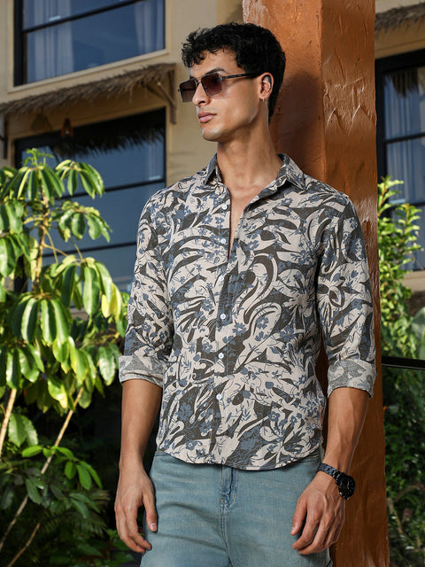Just Be Floral-Block Jacquard Shirt