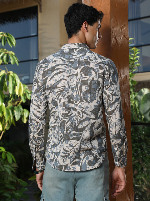 Just Be Floral-Block Jacquard Shirt