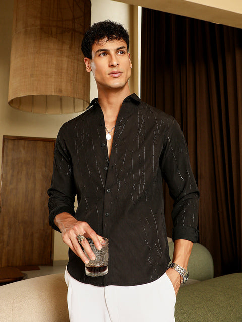 Hooked Metallic-Crushed Textured Shirt