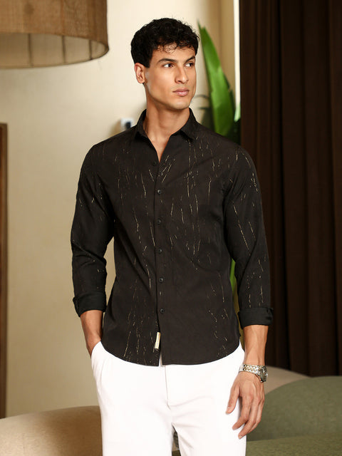 Hooked Metallic-Crushed Textured Shirt