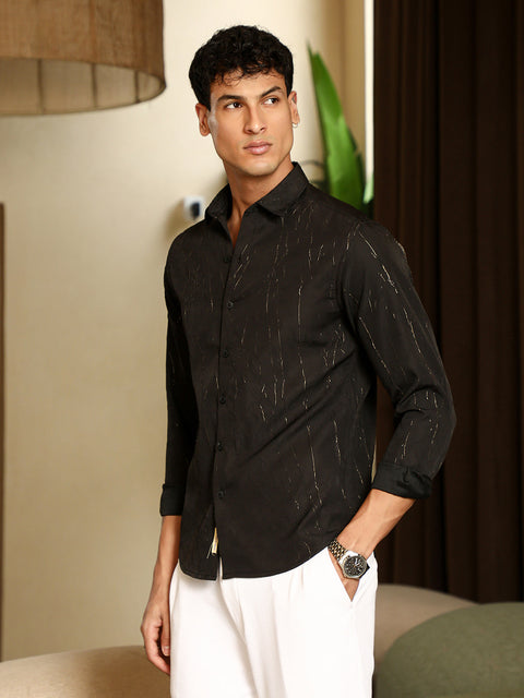 Hooked Metallic-Crushed Textured Shirt
