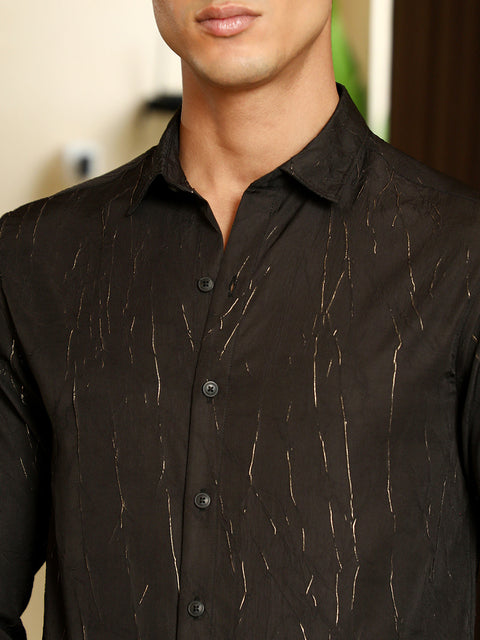 Hooked Metallic-Crushed Textured Shirt