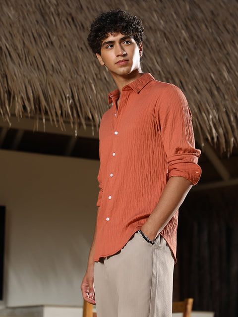 Hookd Solid Creased-Tactile Shirt