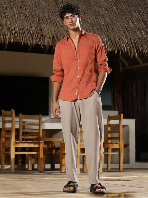 Hookd Solid Creased-Tactile Shirt
