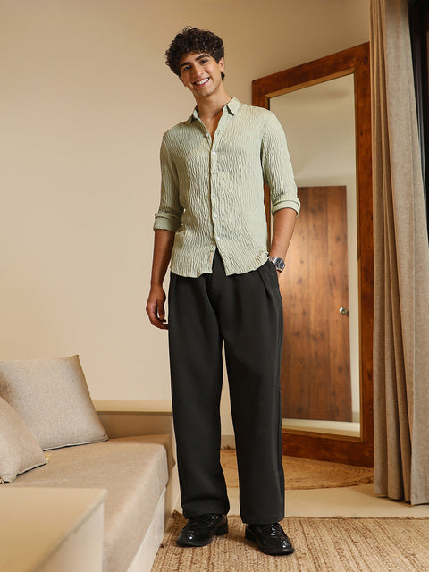 Hookd Solid Creased-Tactile Shirt