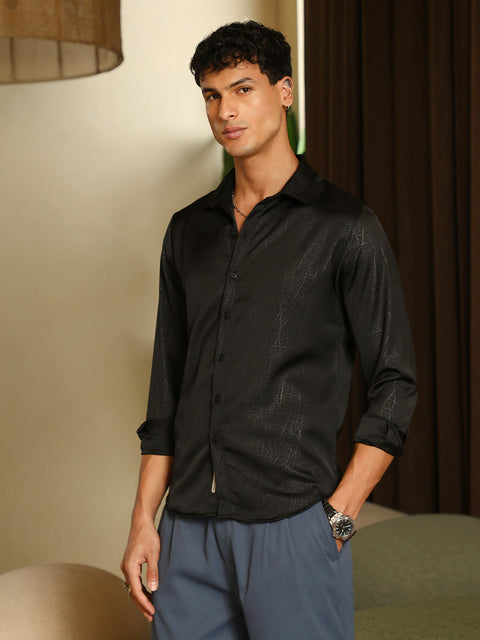 Just Be Axon-Jacquard Satin Shirt