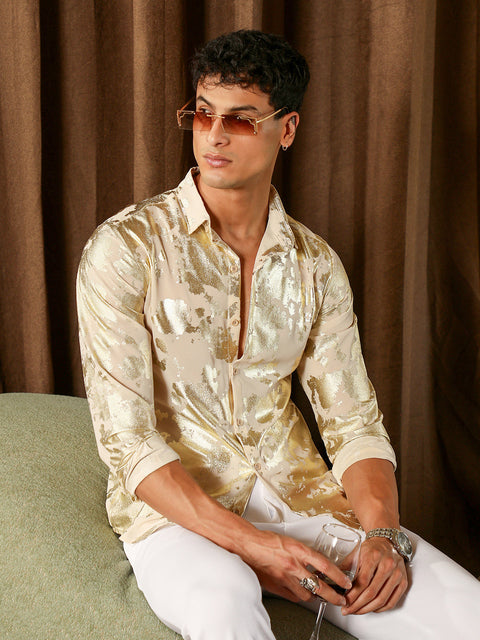 Interim Metallic-Foil Imprint Shirt