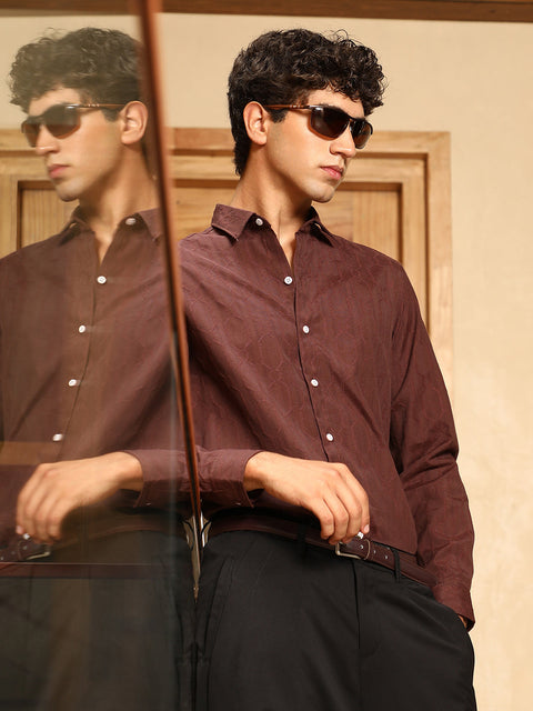 Just Be Indie-Geometric Jacquard Shirt