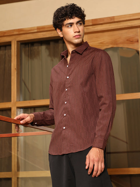 Just Be Indie-Geometric Jacquard Shirt