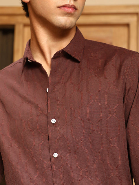 Just Be Indie-Geometric Jacquard Shirt