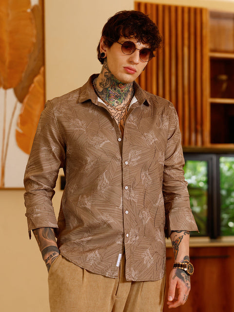 Hooked Twig-Imprint Foliage-Tactile Shirt