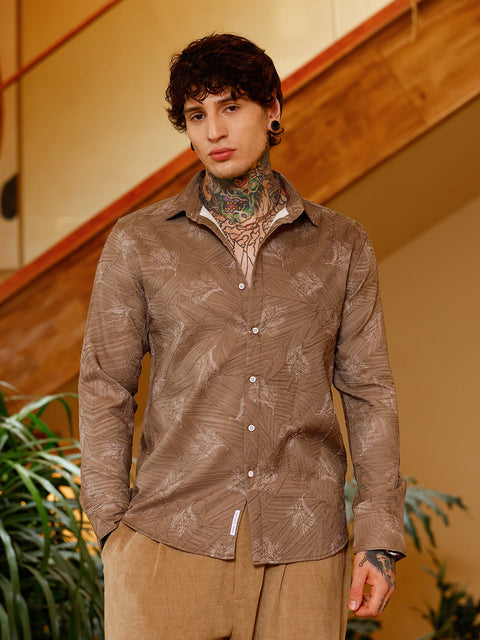 Hooked Twig-Imprint Foliage-Tactile Shirt