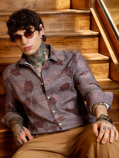 Hooked Leaf-Imprint Foliage-Tactile Shirt