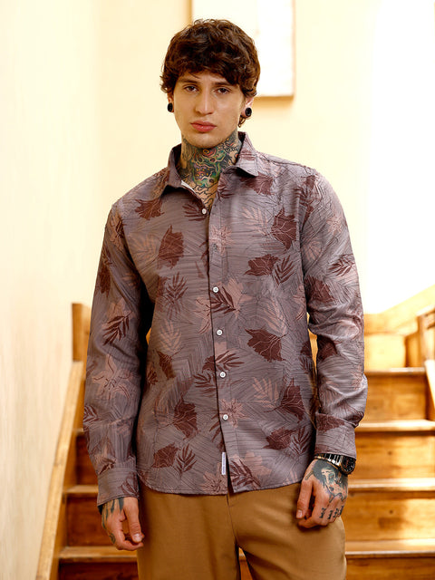 Hooked Leaf-Imprint Foliage-Tactile Shirt