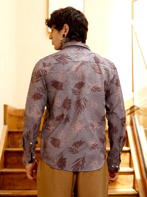 Hooked Leaf-Imprint Foliage-Tactile Shirt