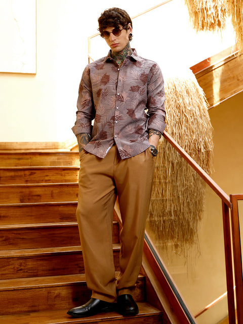 Hooked Leaf-Imprint Foliage-Tactile Shirt