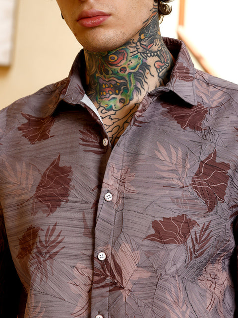 Hooked Leaf-Imprint Foliage-Tactile Shirt