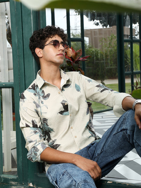 Behookd Imprinted Foliage Textured Shirt