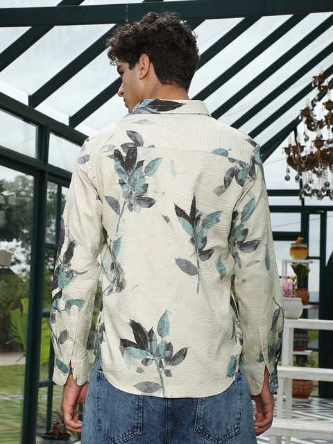 Behookd Imprinted Foliage Textured Shirt