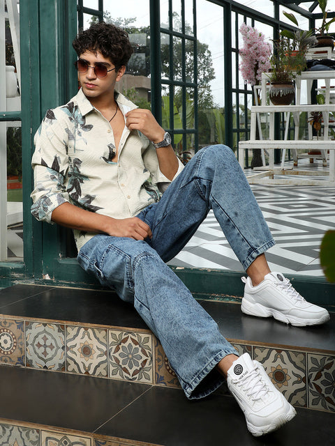 Behookd Imprinted Foliage Textured Shirt