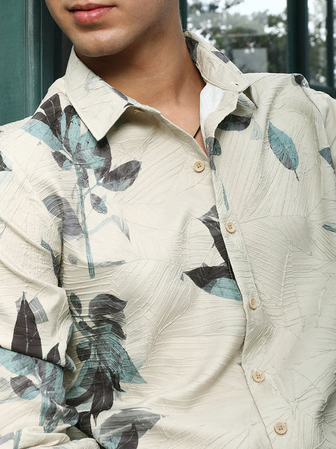 Behookd Imprinted Foliage Textured Shirt