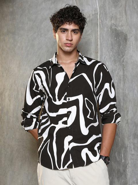 Behookd Contrast-Graffiti Imprint Shirt