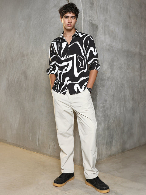 Behookd Contrast-Graffiti Imprint Shirt