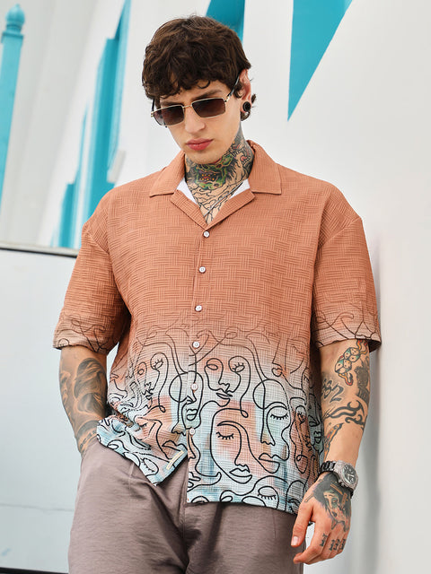 CTRL CLUB Faces-Ombre Oversized Shirt