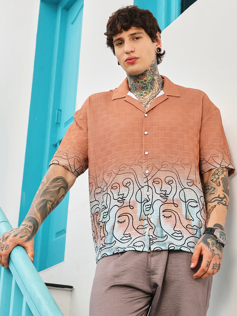 CTRL CLUB Faces-Ombre Oversized Shirt