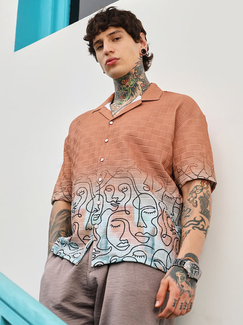 CTRL CLUB Faces-Ombre Oversized Shirt