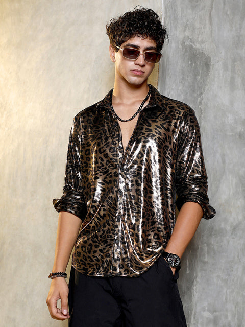 JINX Metallic-Cheetah Velvet Shirt