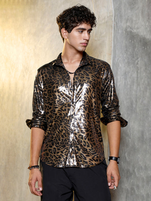 JINX Metallic-Cheetah Velvet Shirt