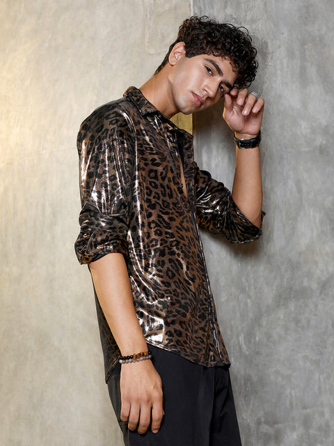 JINX Metallic-Cheetah Velvet Shirt