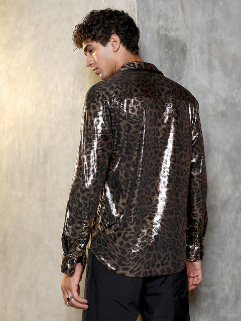 JINX Metallic-Cheetah Velvet Shirt