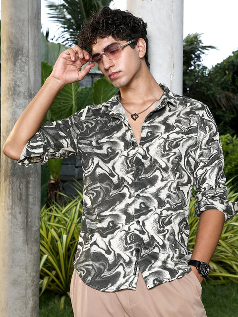 Interim Fluid-Marble Textured Shirt