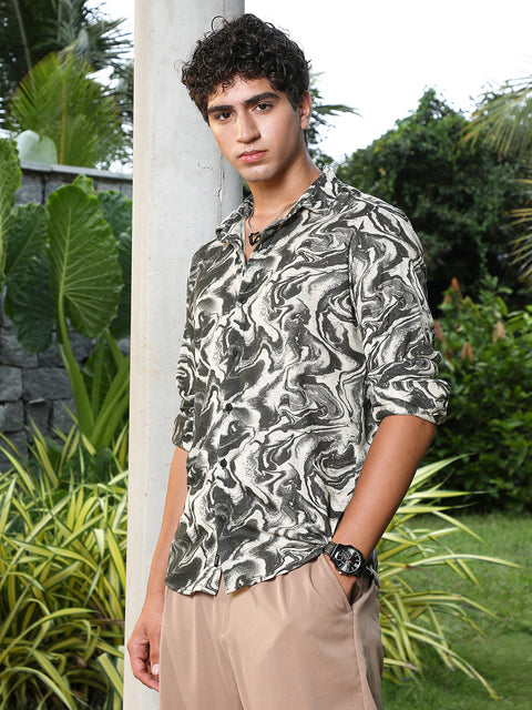Interim Fluid-Marble Textured Shirt