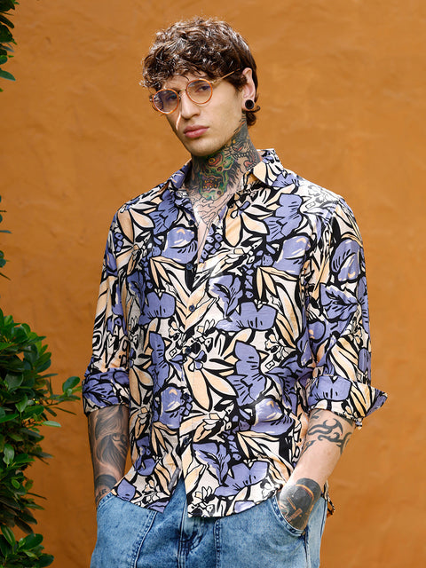 Hooked Cluster-Botanical Imprint Shirt